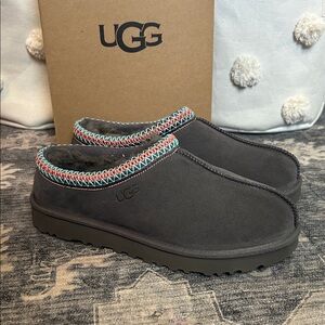 UGG women’s Charcoal Slip-Ons with Colorful Trim